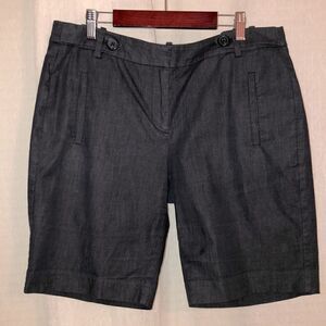 LOFT 6 Denim Like Chambray Navy Cotton Dress Shorts